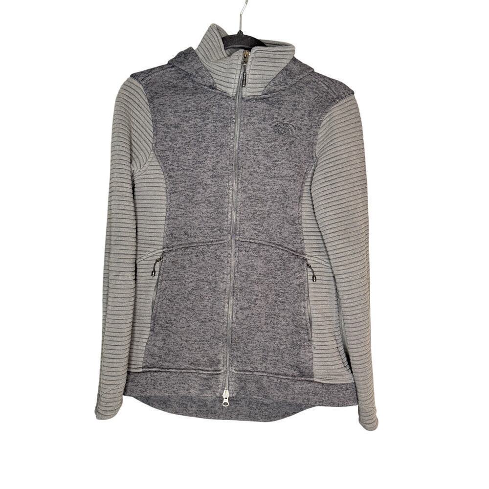 The North Face Women's sz Small Gray Full Zip Waist Jacket Long Sleeve Fleece